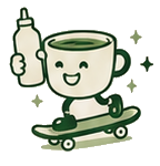 Cha Cha skateboarding with the bottle